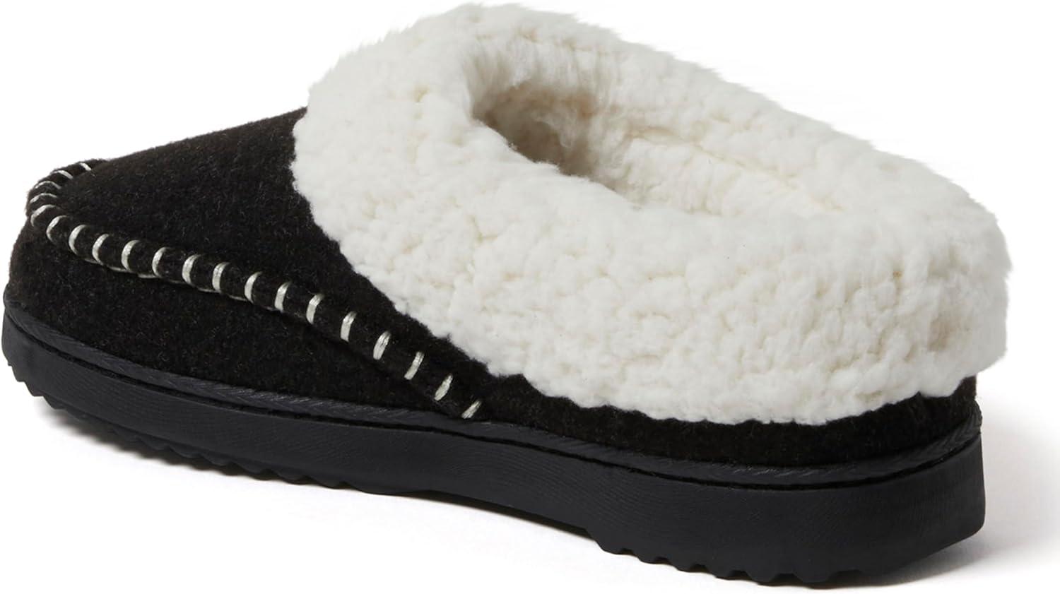 imageDearfoams womens Nyla Felted and Plaid Moc Toe ClogBlack