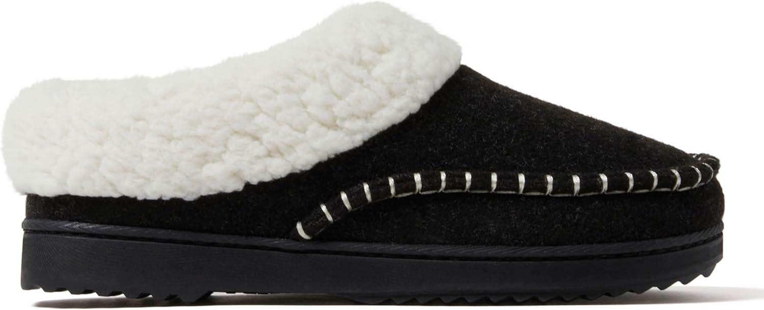 imageDearfoams womens Nyla Felted and Plaid Moc Toe ClogBlack