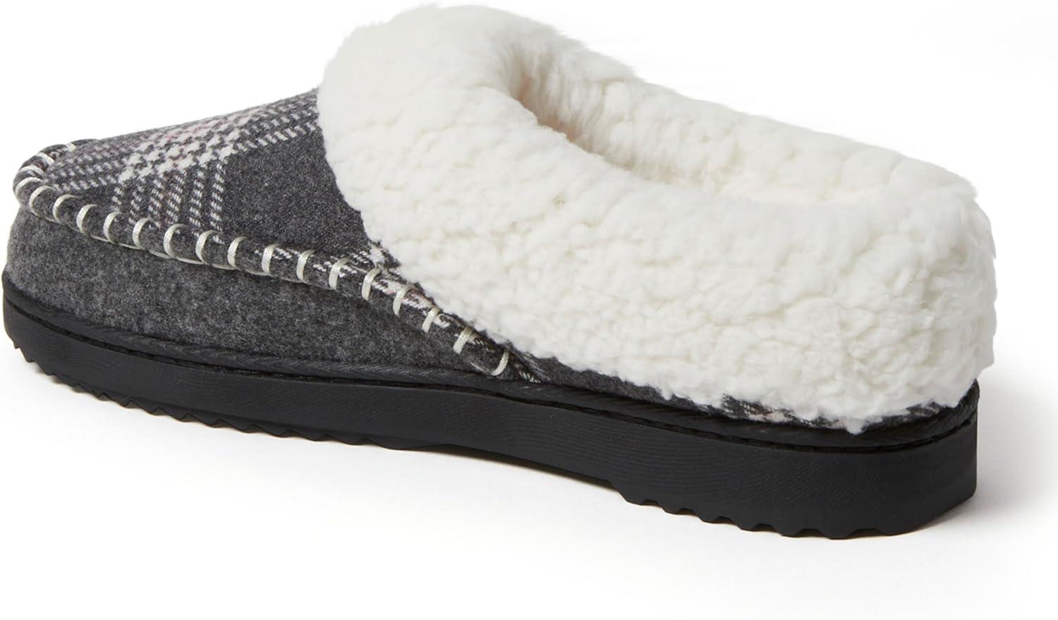 imageDearfoams womens Nyla Felted and Plaid Moc Toe ClogDark Heather Grey