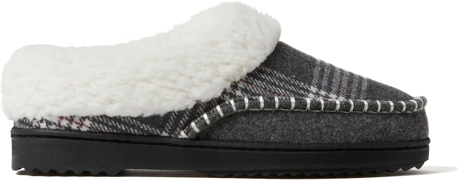 imageDearfoams womens Nyla Felted and Plaid Moc Toe ClogDark Heather Grey