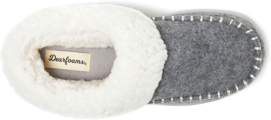 imageDearfoams womens Nyla Felted and Plaid Moc Toe ClogLight Heather Grey
