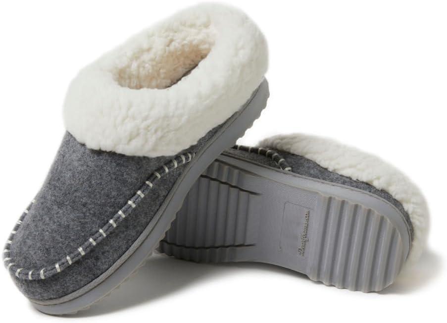 imageDearfoams womens Nyla Felted and Plaid Moc Toe ClogLight Heather Grey