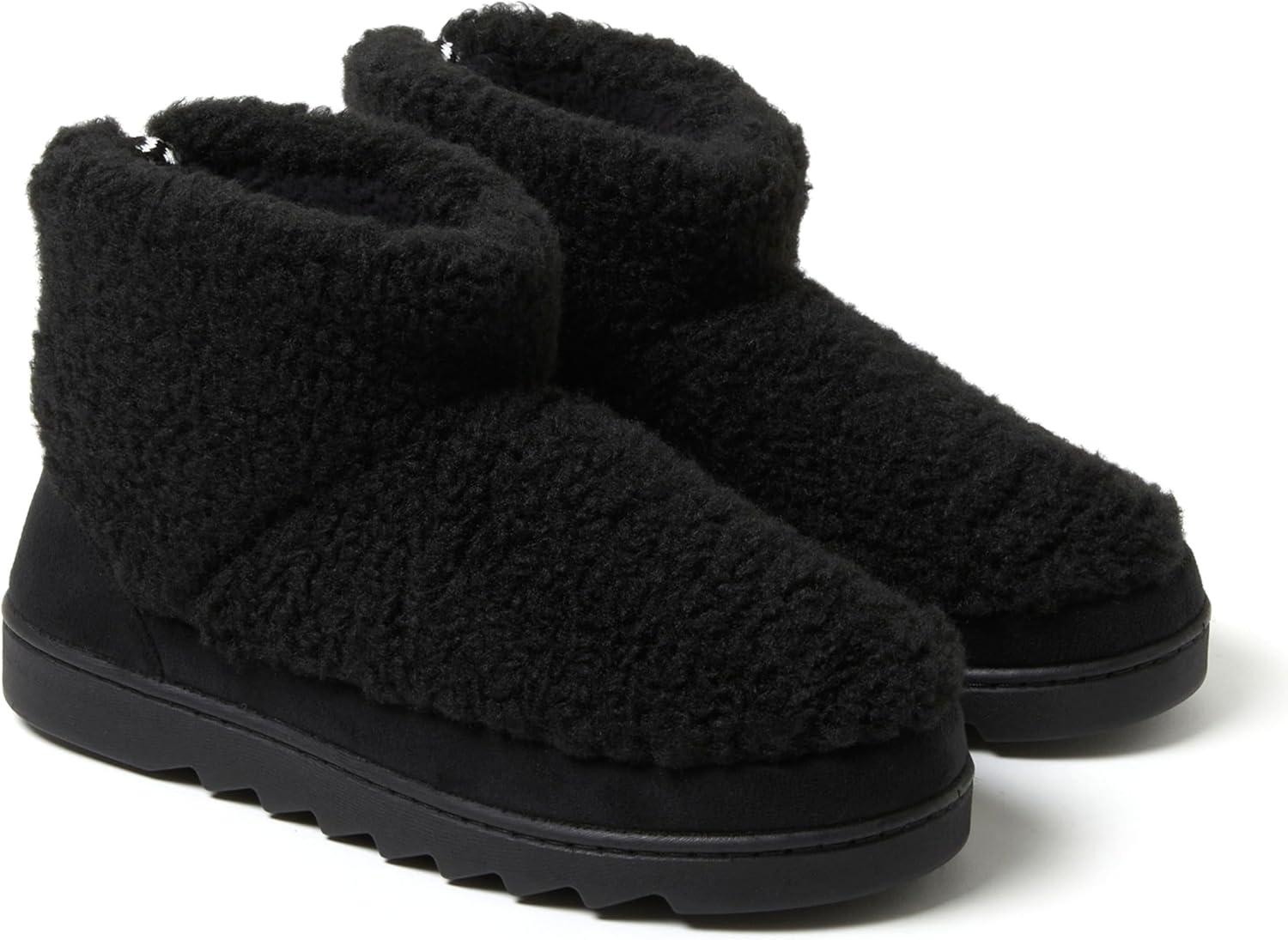 imageDearfoams womens Outdoor Whitney Teddy Ankle Boot SlipperBlack