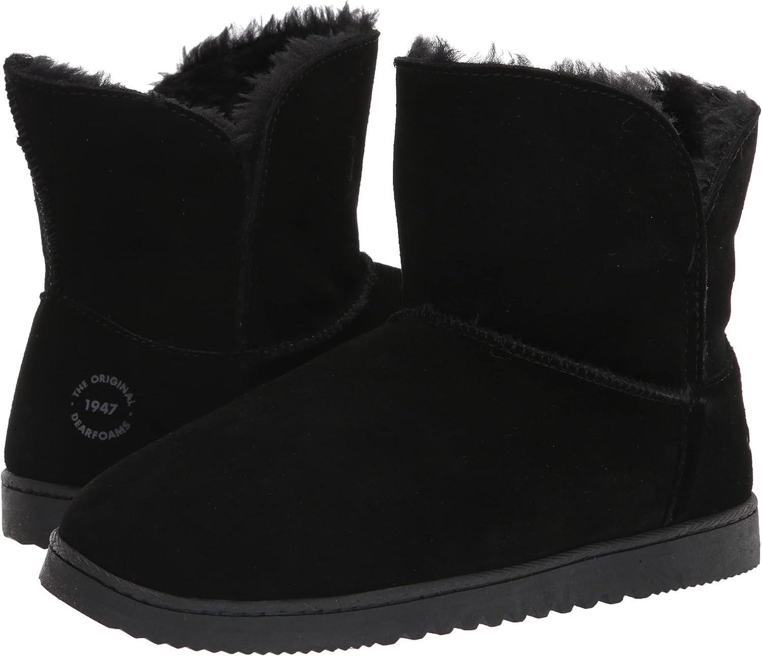 imageDearfoams womens Paige Genuine Suede BootieSlipperBlack