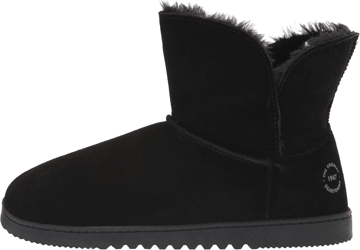 imageDearfoams womens Paige Genuine Suede BootieSlipperBlack
