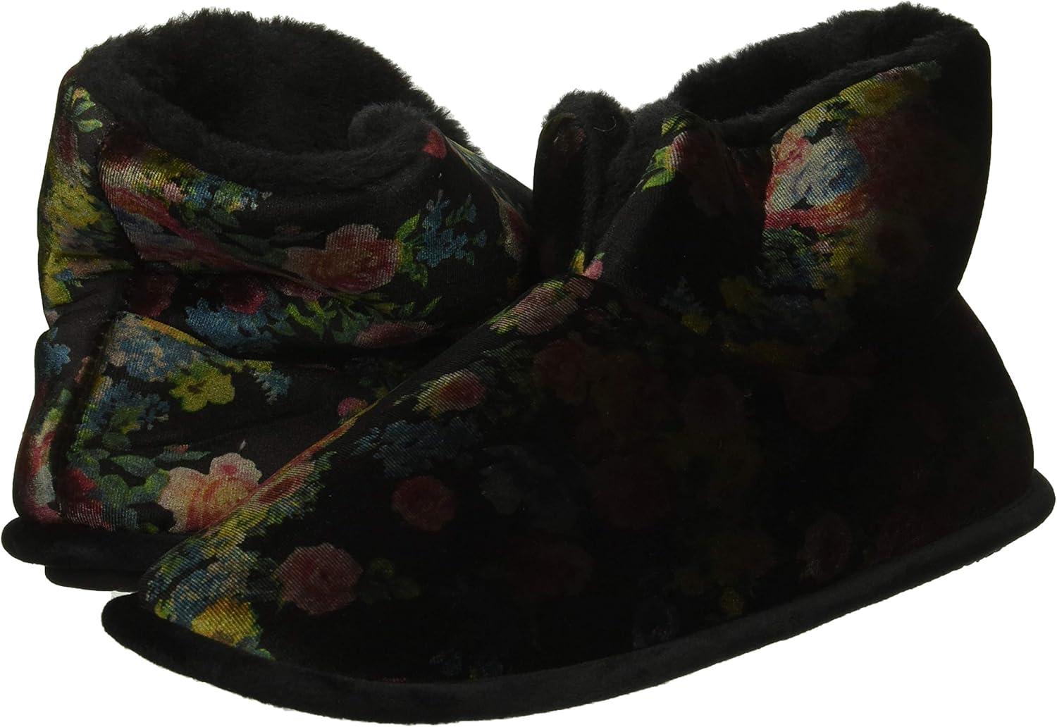 imageDearfoams womens Sara Velour BootieSlipperBlack Multi
