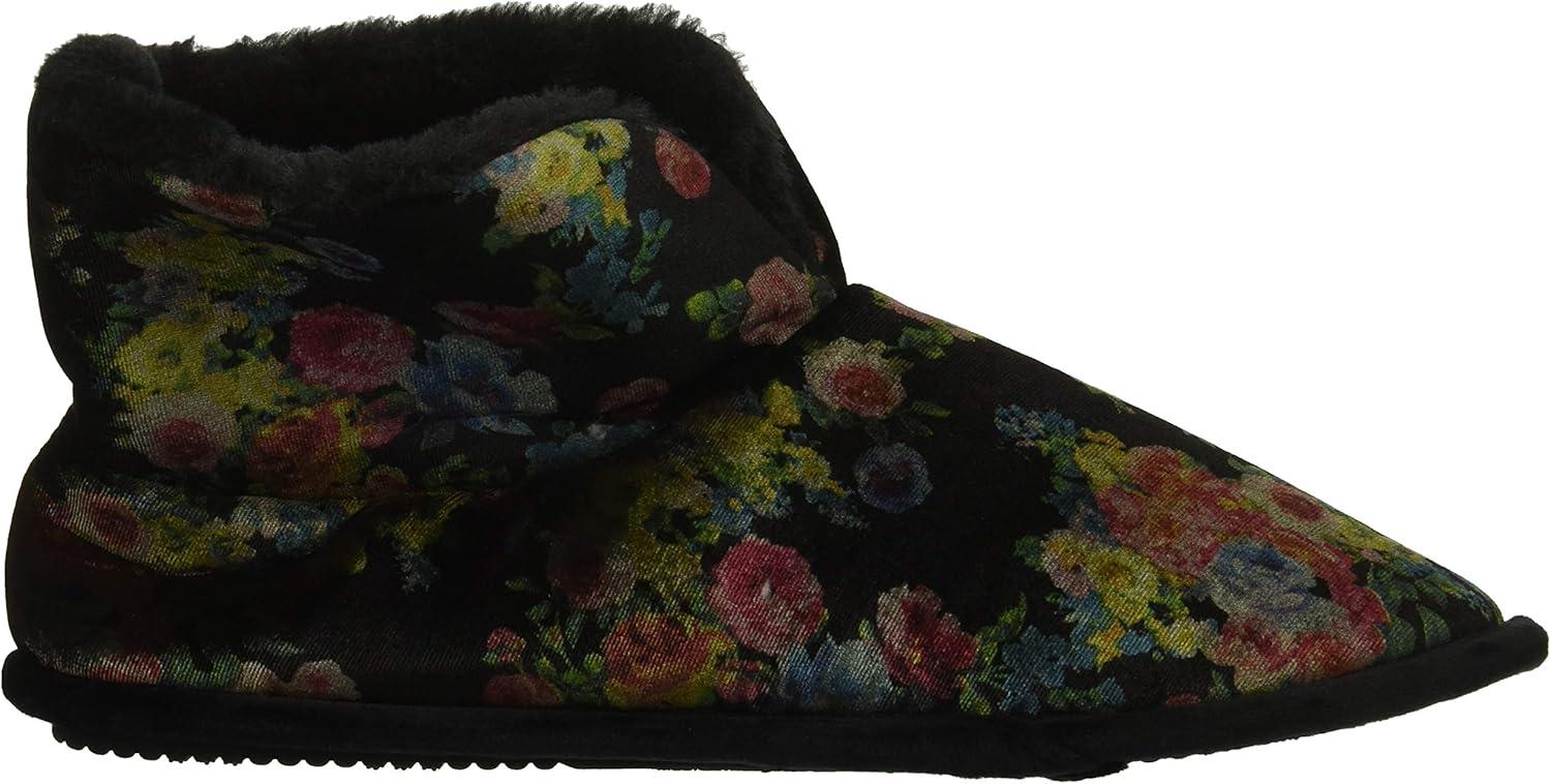 imageDearfoams womens Sara Velour BootieSlipperBlack Multi