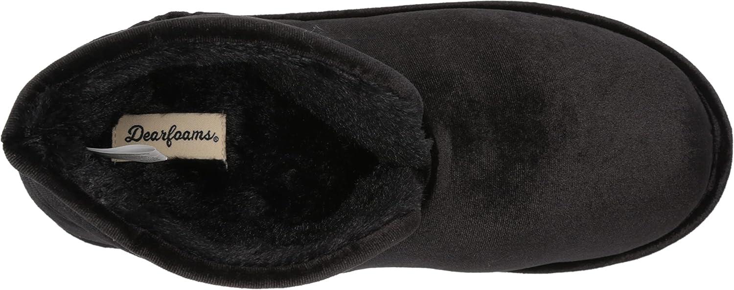 imageDearfoams womens Sara Velour BootieSlipperShiny Black