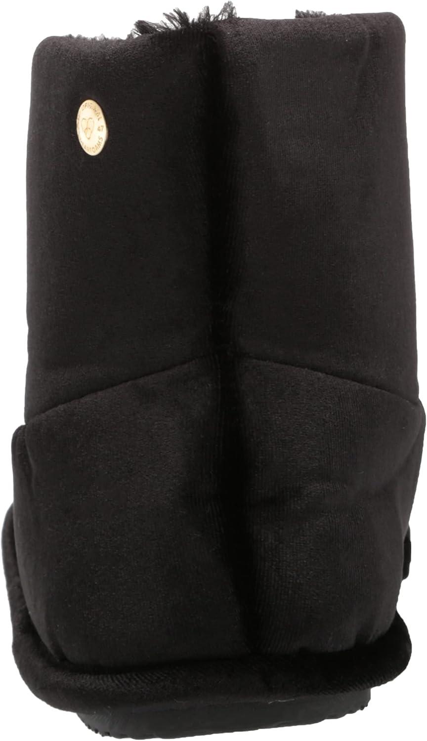 imageDearfoams womens Sara Velour BootieSlipperShiny Black