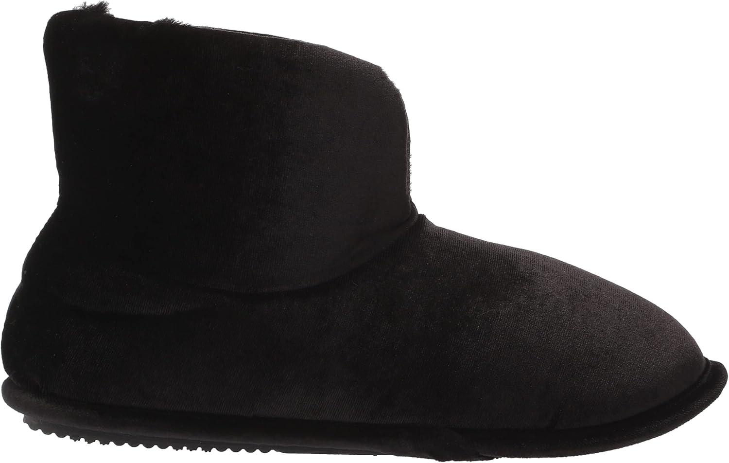 imageDearfoams womens Sara Velour BootieSlipperShiny Black