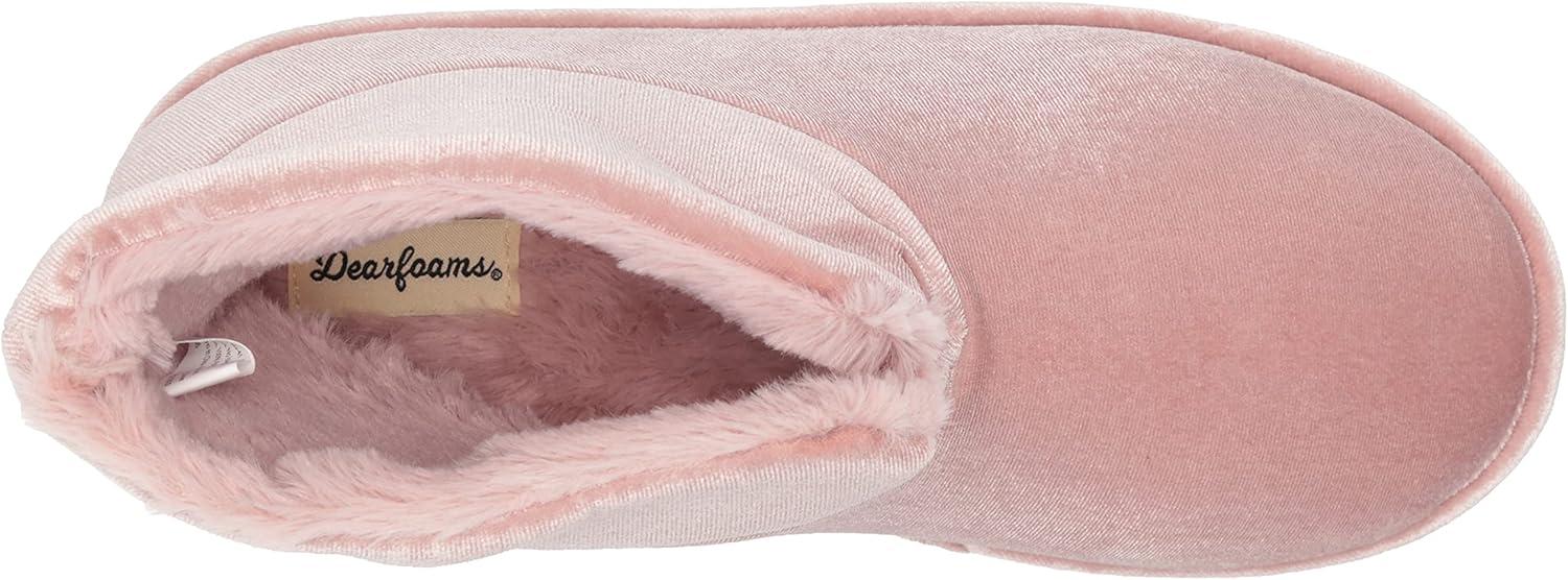 imageDearfoams womens Sara Velour BootieSlipperShiny Pale Mauve