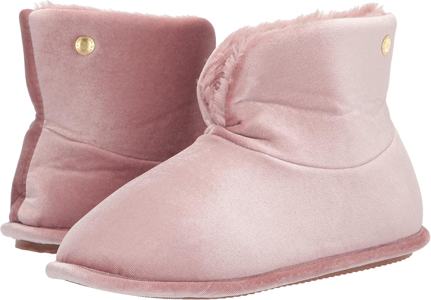 imageDearfoams womens Sara Velour BootieSlipperShiny Pale Mauve