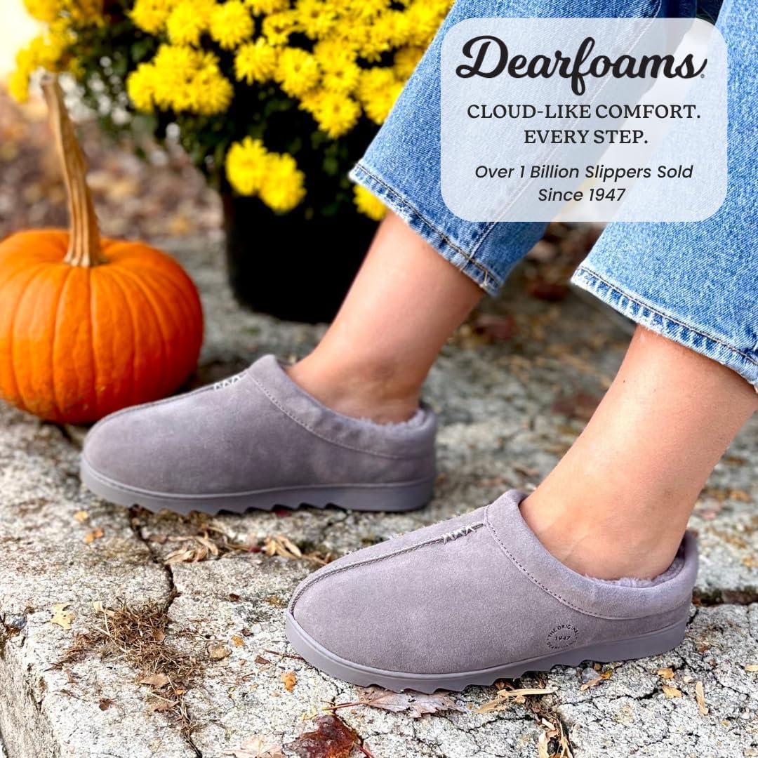 imageDearfoams womens Suede Indoor Outdoor Doreen ClogGrey