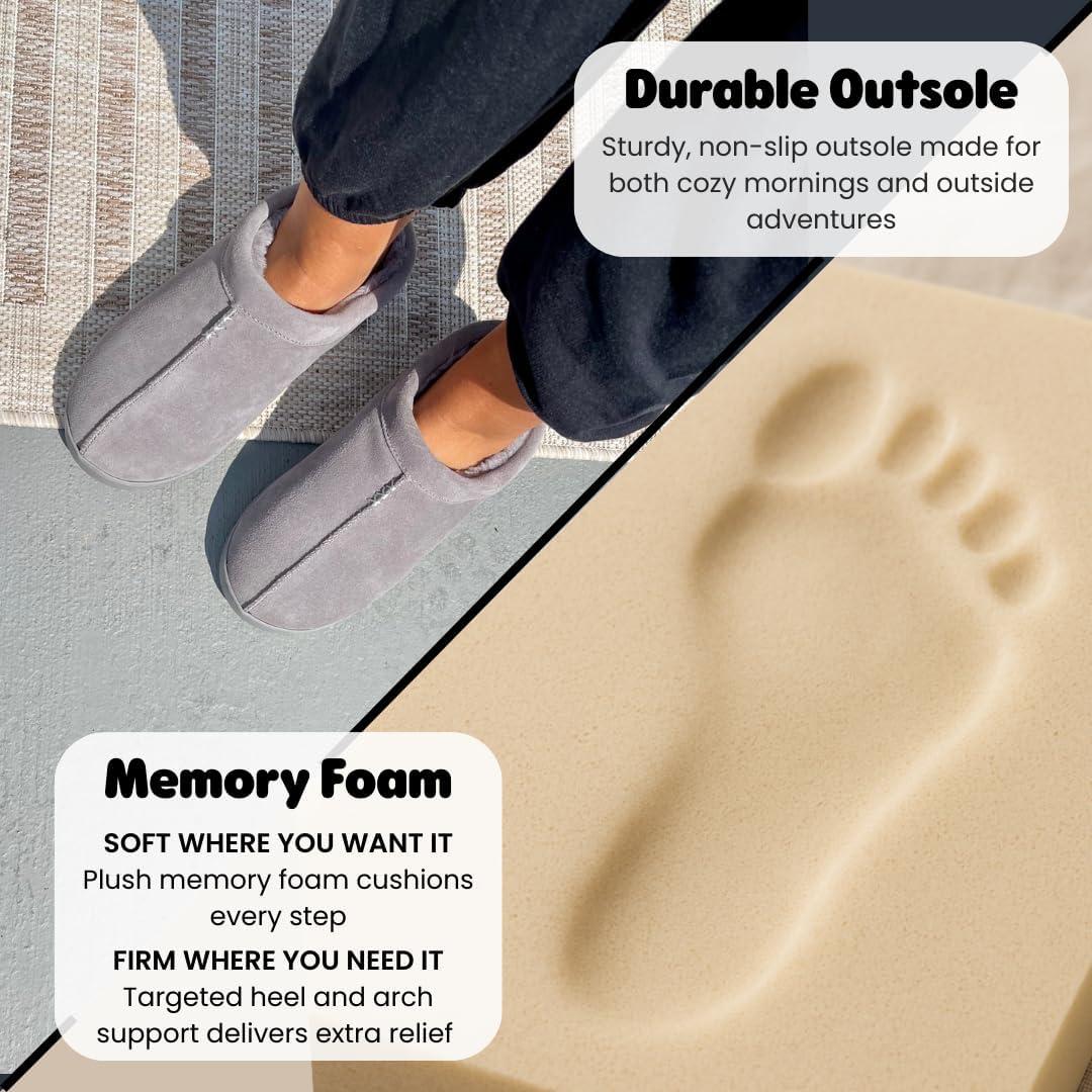 imageDearfoams womens Suede Indoor Outdoor Doreen ClogGrey
