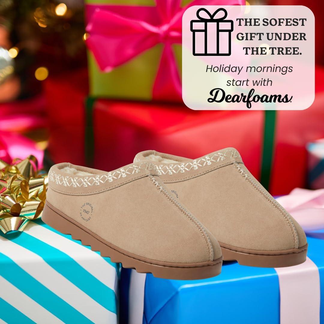 imageDearfoams womens Suede Indoor Outdoor Doreen ClogSand