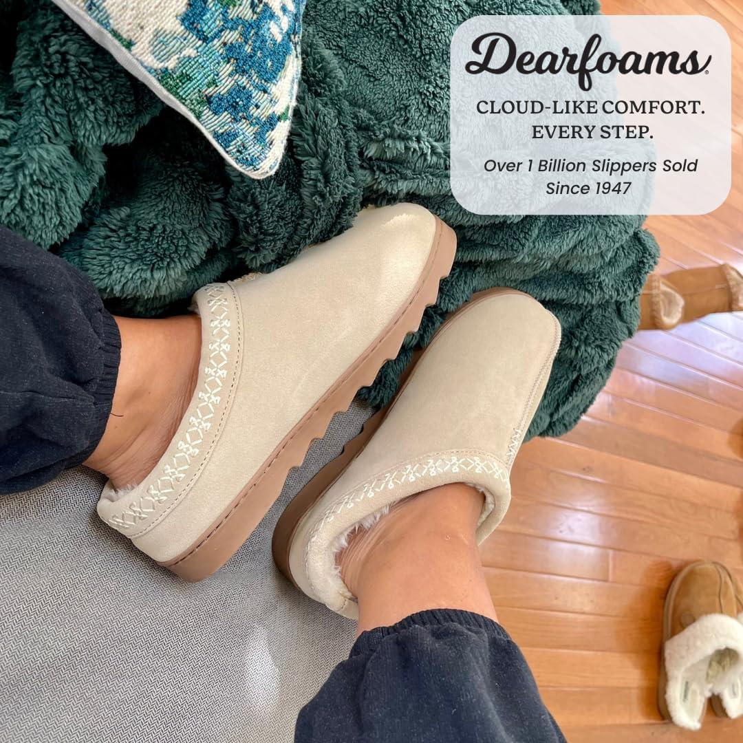 imageDearfoams womens Suede Indoor Outdoor Doreen ClogSand