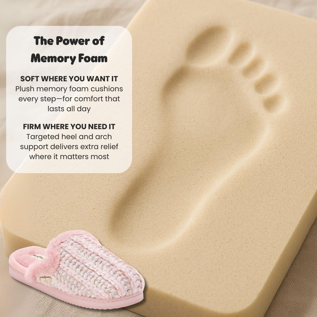 imageDearfoams womens Womens Memory Foam House Shoes Gifts for Her Paris Scuff SlipperPale Mauve