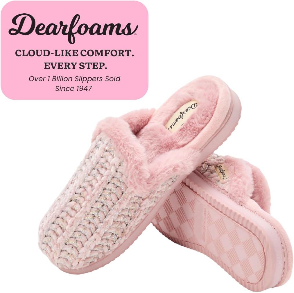 imageDearfoams womens Womens Memory Foam House Shoes Gifts for Her Paris Scuff SlipperPale Mauve