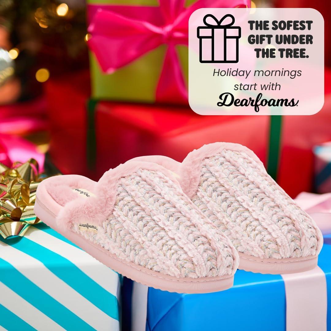 imageDearfoams womens Womens Memory Foam House Shoes Gifts for Her Paris Scuff SlipperPale Mauve