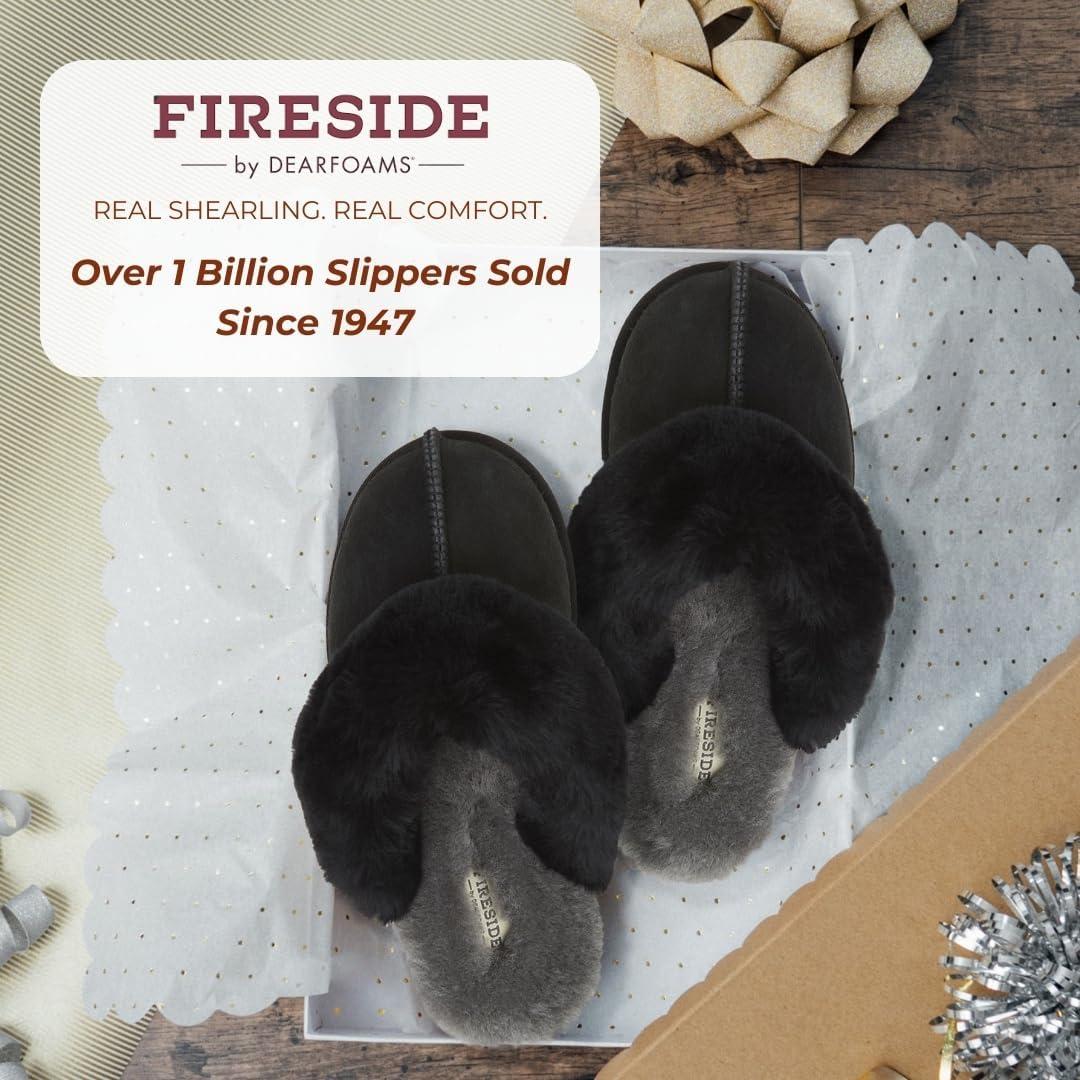 imageFireside by Dearfoams Womens Fireside Sydney Shearling Fur IndoorOutdoor Scuff Slipper With Wide WidthsBlack