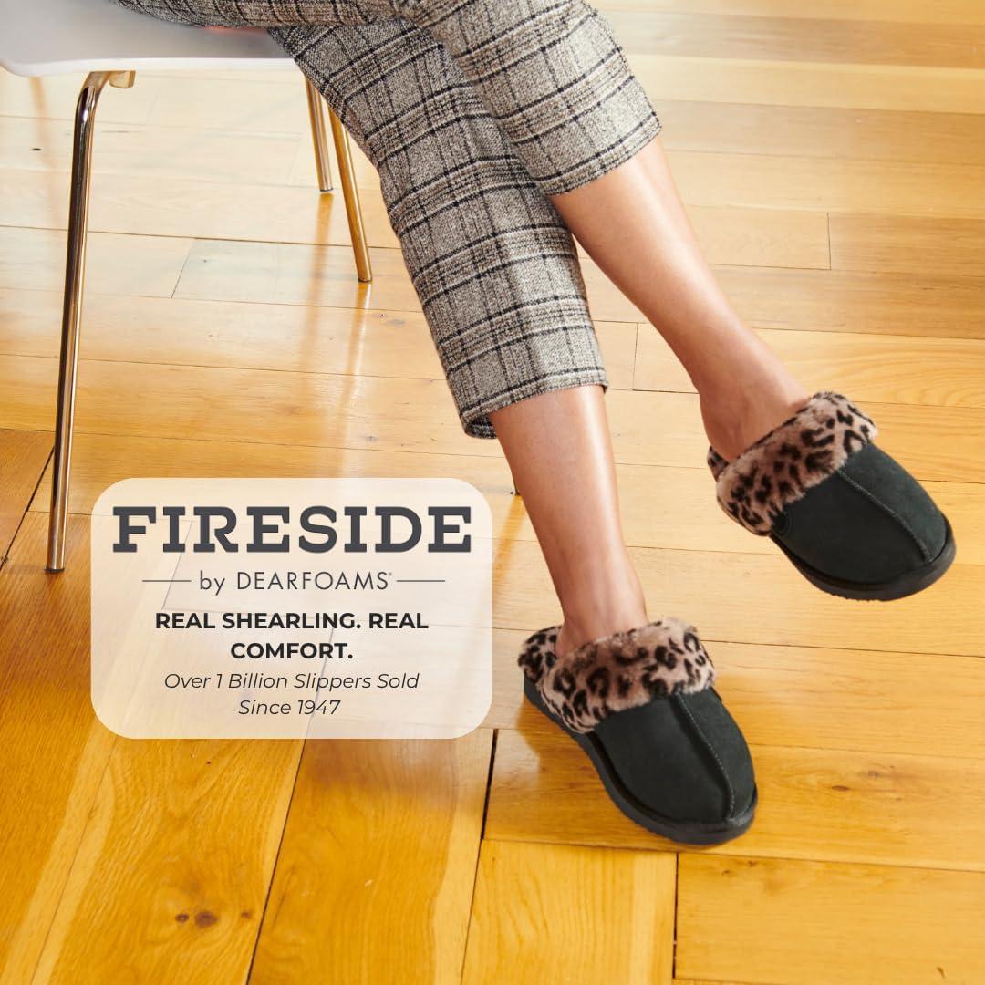 imageFireside by Dearfoams Womens Fireside Sydney Shearling Fur IndoorOutdoor Scuff Slipper With Wide WidthsBlack Combo