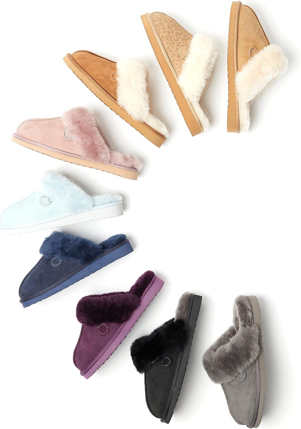 imageFireside by Dearfoams Womens Fireside Sydney Shearling Fur IndoorOutdoor Scuff Slipper With Wide WidthsBluewash