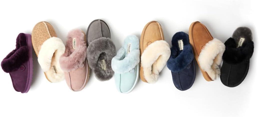 imageFireside by Dearfoams Womens Fireside Sydney Shearling Fur IndoorOutdoor Scuff Slipper With Wide WidthsBluewash
