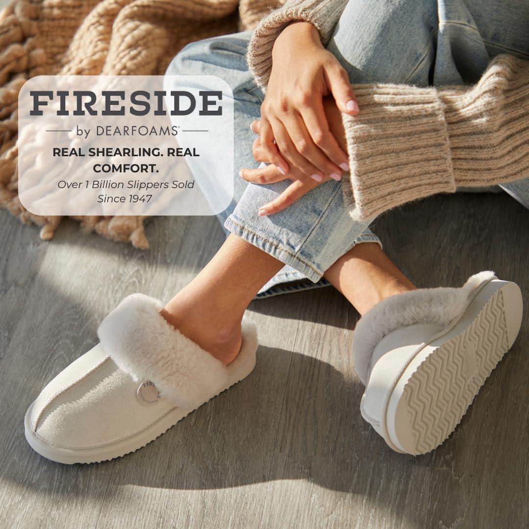 imageFireside by Dearfoams Womens Fireside Sydney Shearling Fur IndoorOutdoor Scuff Slipper With Wide WidthsBone