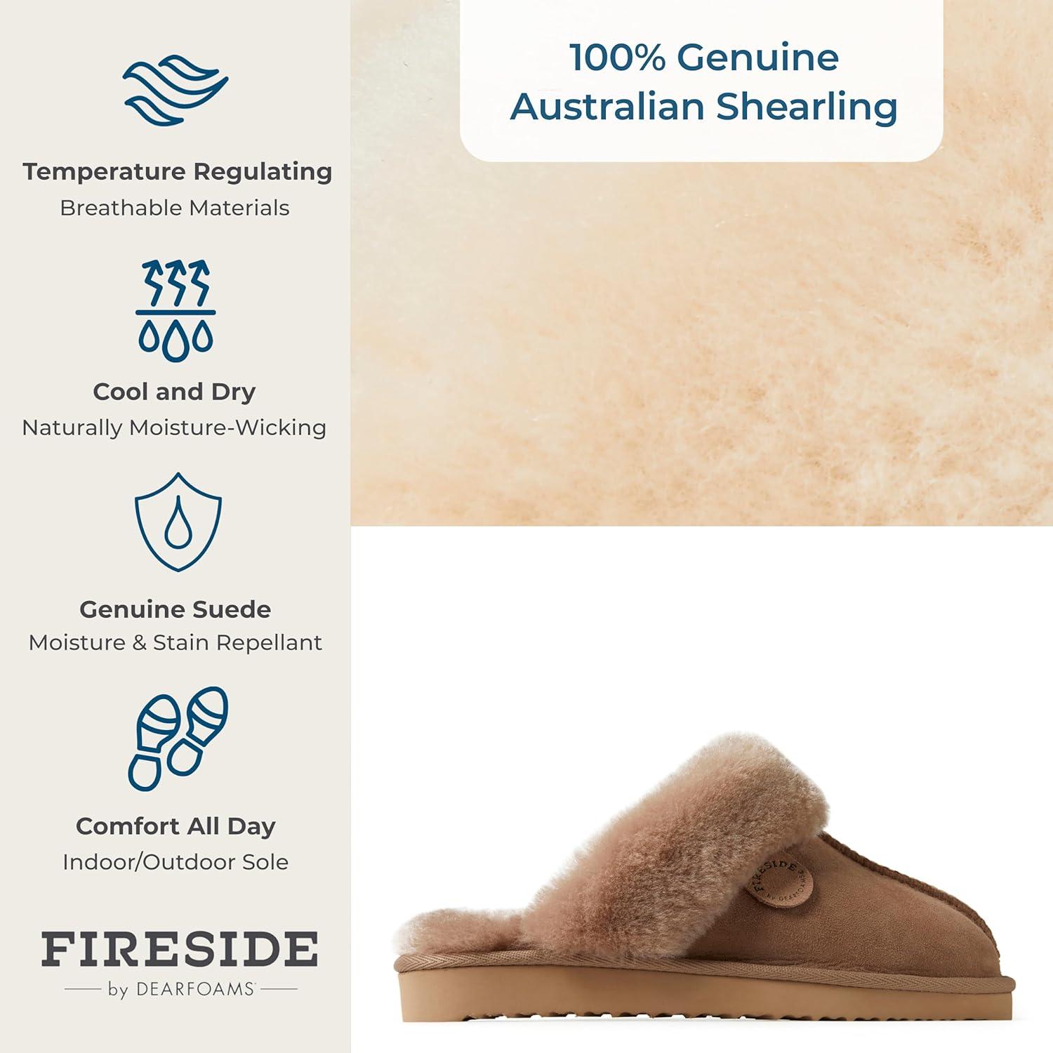 imageFireside by Dearfoams Womens Fireside Sydney Shearling Fur IndoorOutdoor Scuff Slipper With Wide WidthsDriftwood