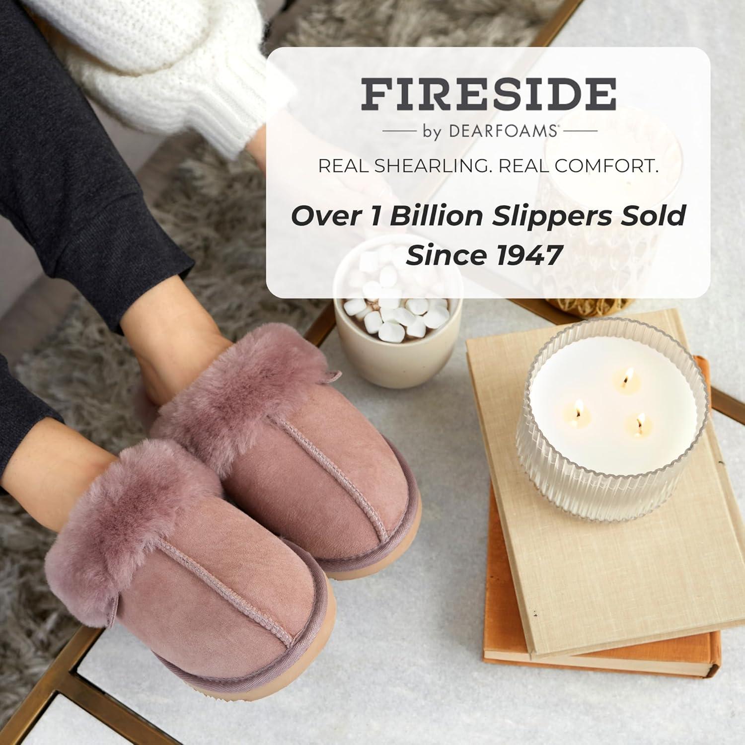 imageFireside by Dearfoams Womens Fireside Sydney Shearling Fur IndoorOutdoor Scuff Slipper With Wide WidthsDusty Pink