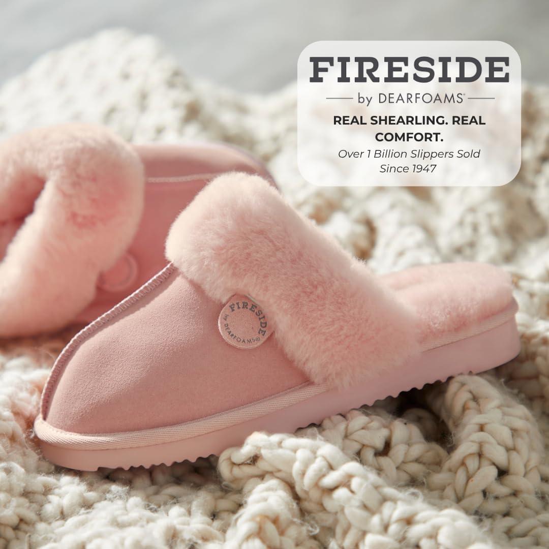 imageFireside by Dearfoams Womens Fireside Sydney Shearling Fur IndoorOutdoor Scuff Slipper With Wide WidthsPeach Dust