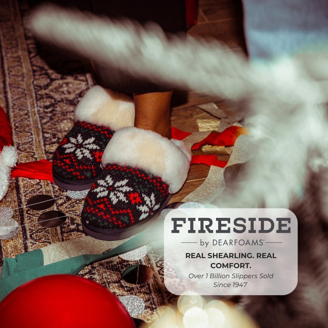 imageFireside by Dearfoams Womens Fireside Sydney Shearling Fur IndoorOutdoor Scuff Slipper With Wide WidthsPeacoat