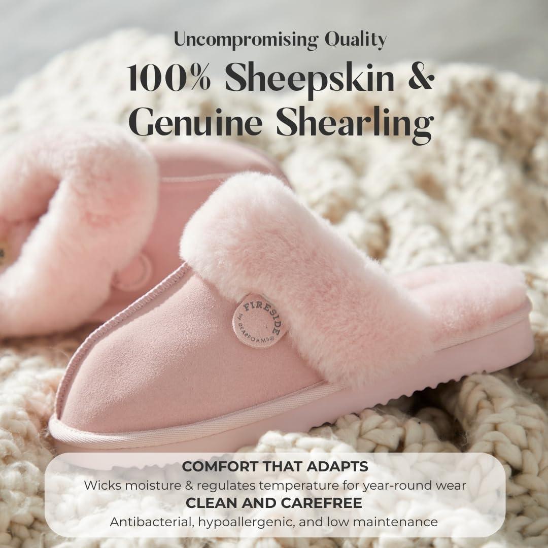 imageFireside by Dearfoams Womens Fireside Sydney Shearling Fur IndoorOutdoor Scuff Slipper With Wide WidthsPink