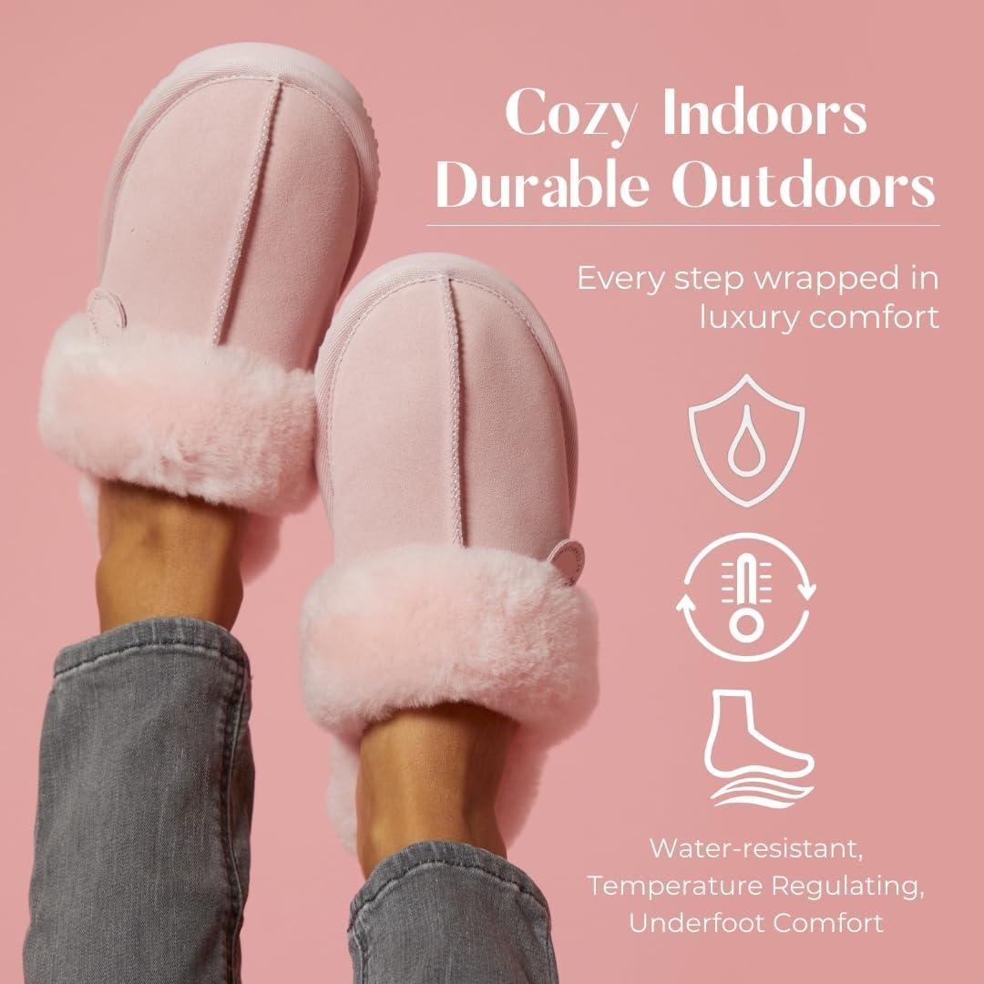 imageFireside by Dearfoams Womens Fireside Sydney Shearling Fur IndoorOutdoor Scuff Slipper With Wide WidthsPink