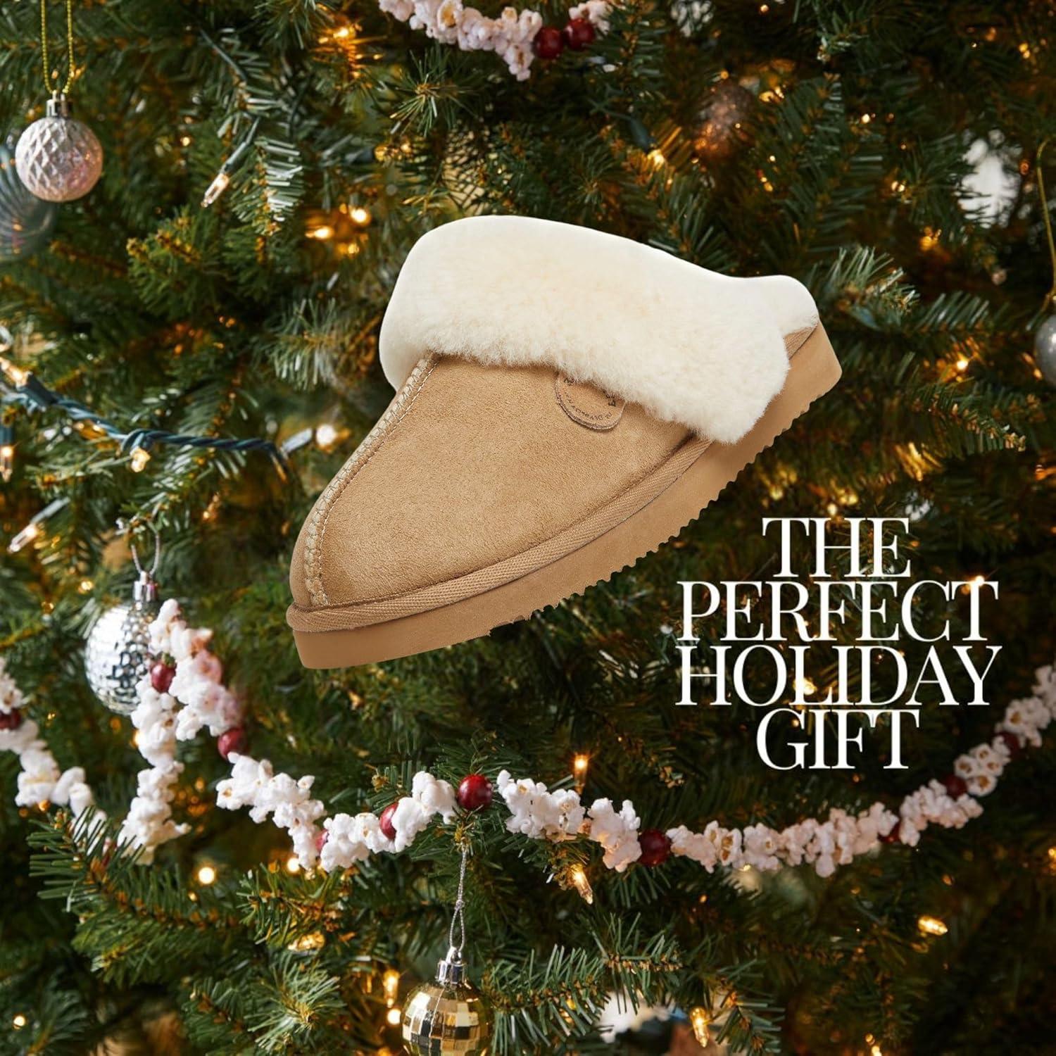 imageFireside by Dearfoams Womens Fireside Sydney Shearling Fur IndoorOutdoor Scuff Slipper With Wide WidthsSand