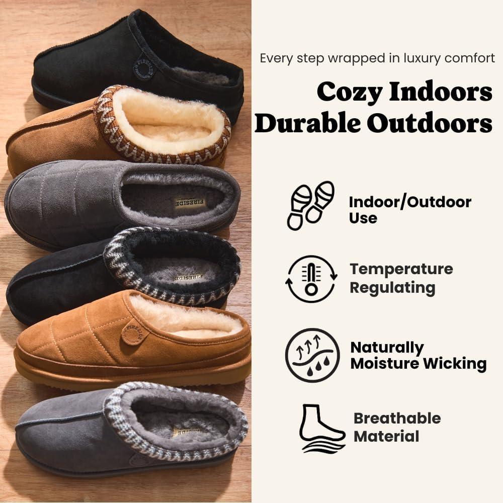 imageFireside by Dearfoams mens Grafton Shearling IndoorOutdoor ClogBlack