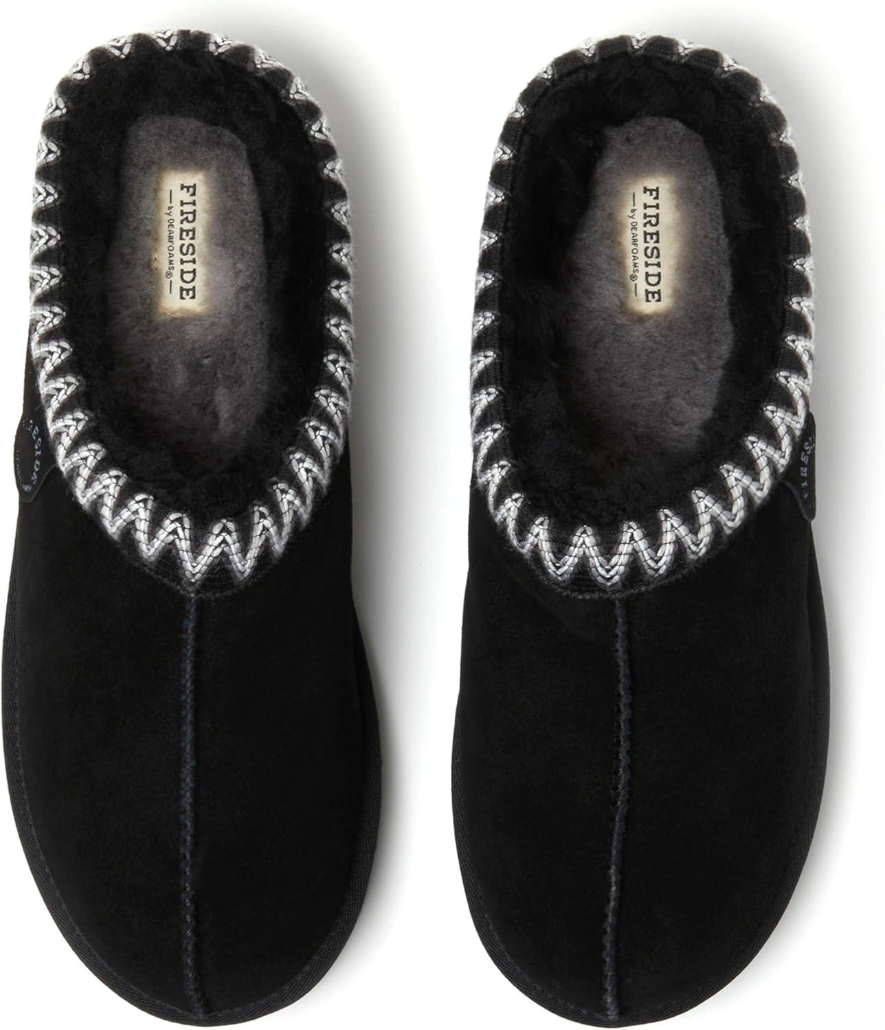 imageFireside by Dearfoams mens Grafton Shearling IndoorOutdoor ClogBlack Taping