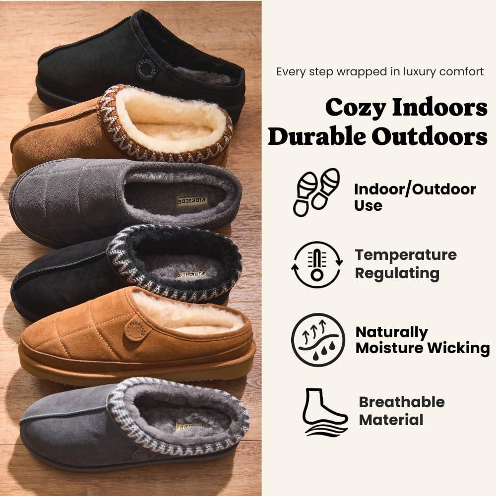 imageFireside by Dearfoams mens Grafton Shearling IndoorOutdoor ClogBlack Taping