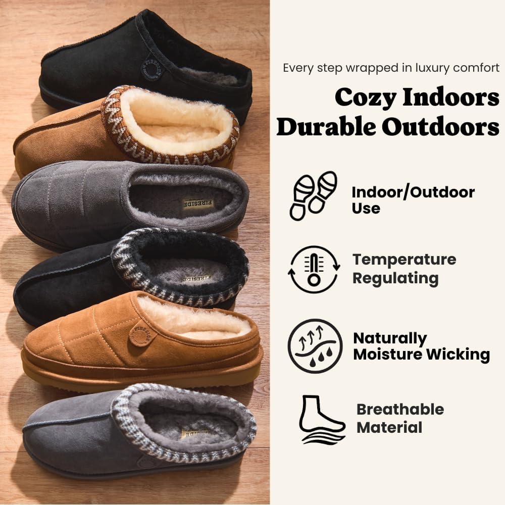 imageFireside by Dearfoams mens Grafton Shearling IndoorOutdoor ClogChestnut Quilted