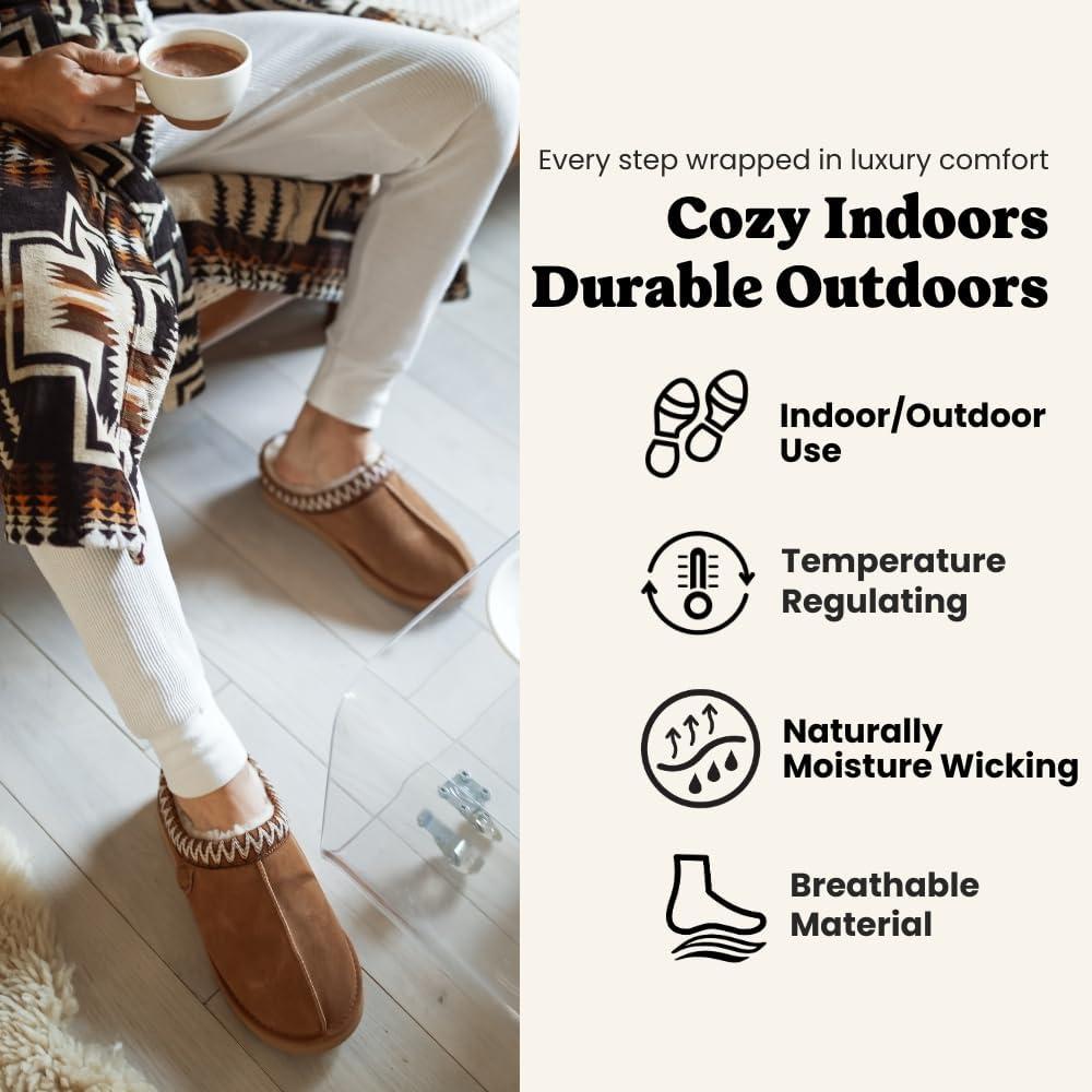 imageFireside by Dearfoams mens Grafton Shearling IndoorOutdoor ClogCoffee Taping