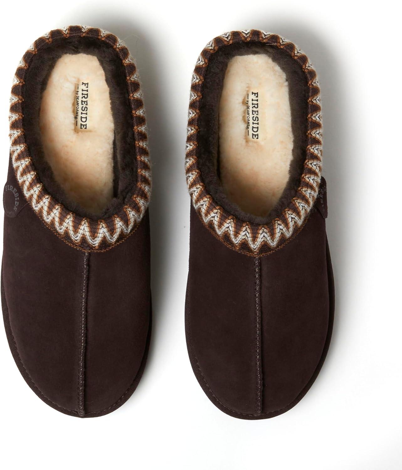 imageFireside by Dearfoams mens Grafton Shearling IndoorOutdoor ClogCoffee Taping