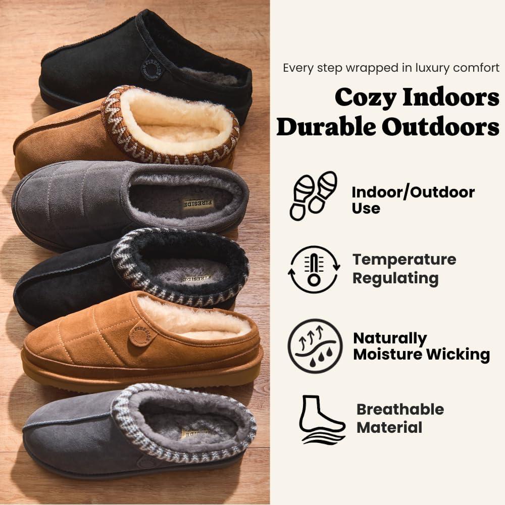 imageFireside by Dearfoams mens Grafton Shearling IndoorOutdoor ClogGrey Quilted