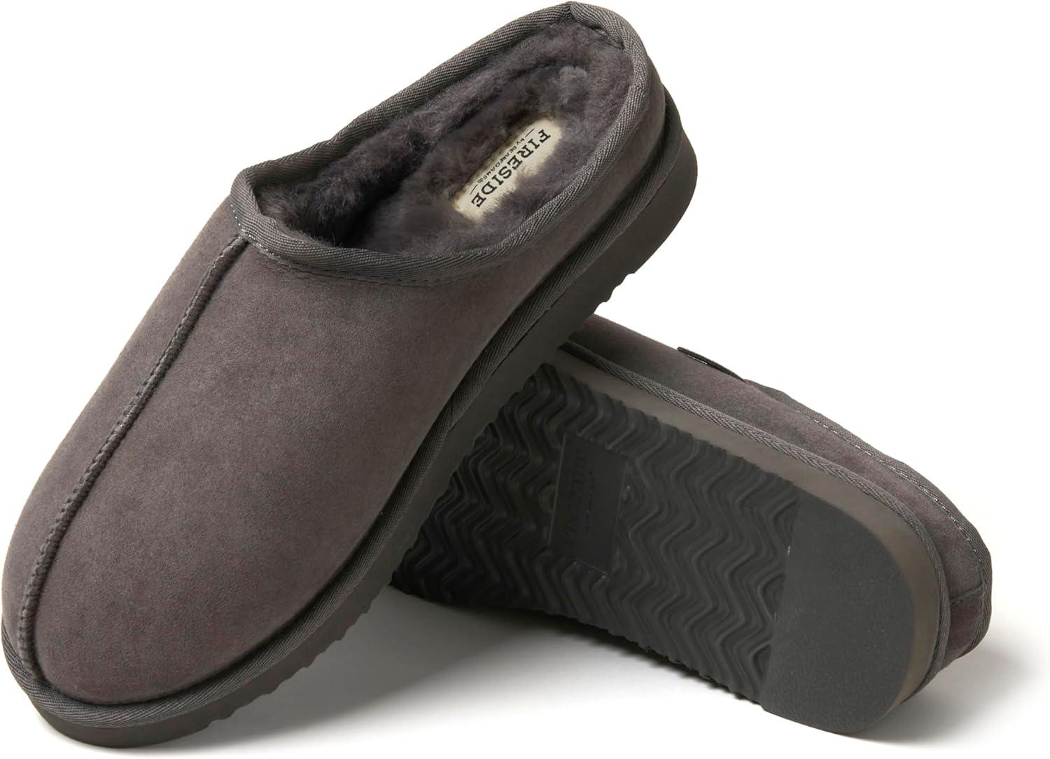 imageFireside by Dearfoams mens Grafton Shearling IndoorOutdoor ClogGrey Solid