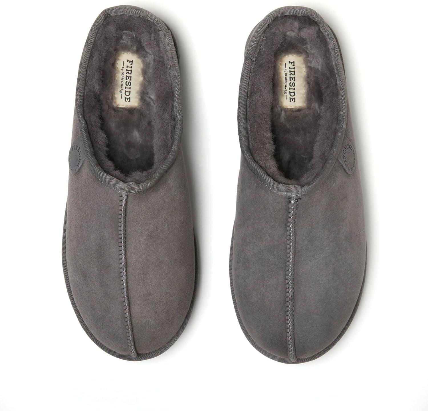 imageFireside by Dearfoams mens Grafton Shearling IndoorOutdoor ClogGrey Solid