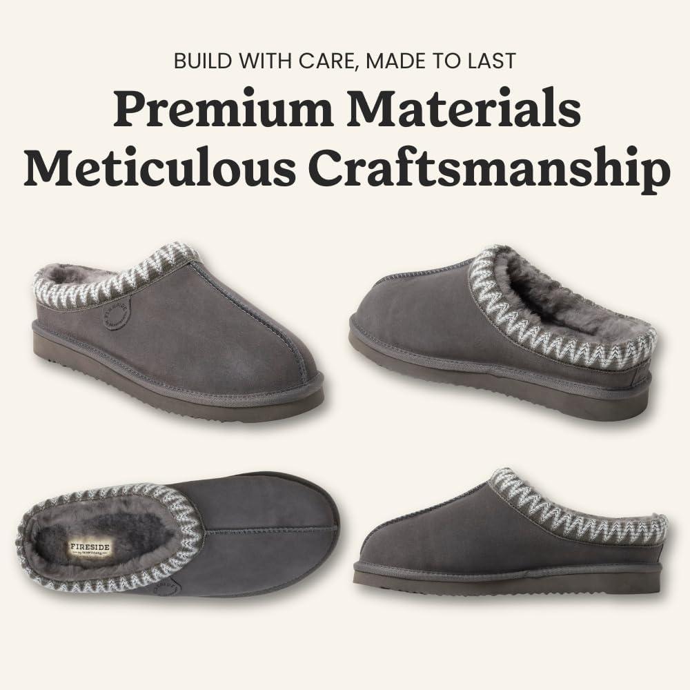 imageFireside by Dearfoams mens Grafton Shearling IndoorOutdoor ClogGrey Taping