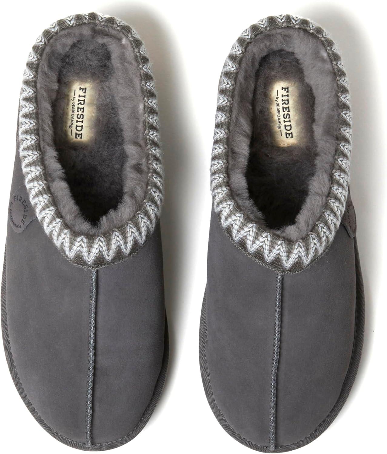 imageFireside by Dearfoams mens Grafton Shearling IndoorOutdoor ClogGrey Taping