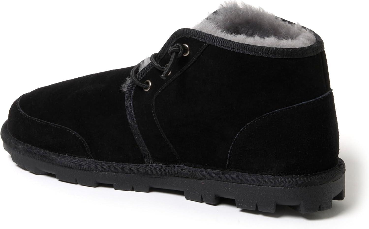 imageFireside by Dearfoams mens Shepparton Shearling Fur IndoorOutdoor Laceup Chukka BootBlack