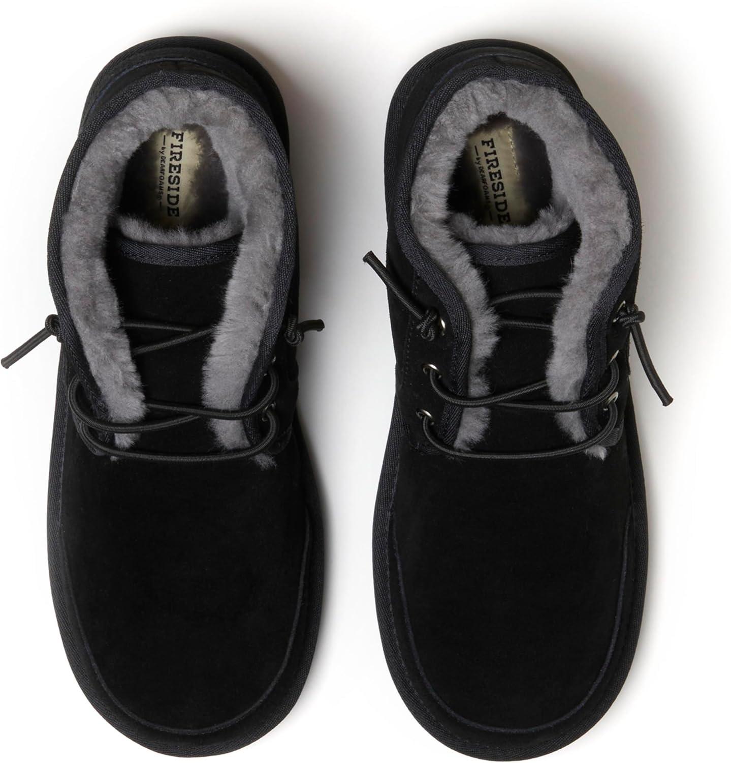 imageFireside by Dearfoams mens Shepparton Shearling Fur IndoorOutdoor Laceup Chukka BootBlack