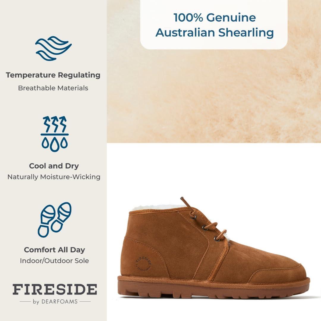 imageFireside by Dearfoams mens Shepparton Shearling Fur IndoorOutdoor Laceup Chukka BootChestnut