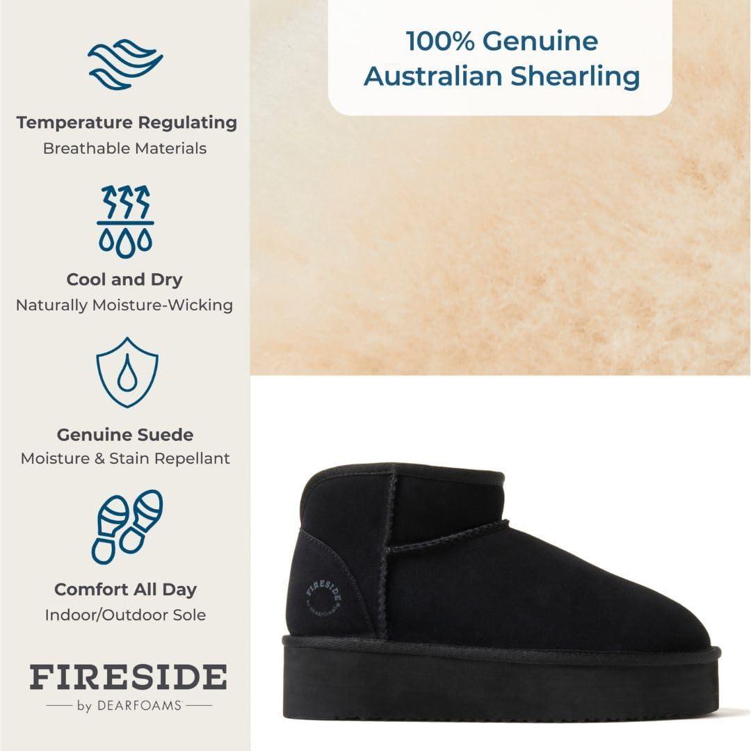 imageFireside by Dearfoams womens Genuine Shearling Kingston Platform Mini BootBlack Platform